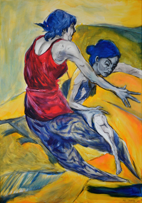 Figurative, expressive and colorful painting mostly showing portraits, the human body and figure.
